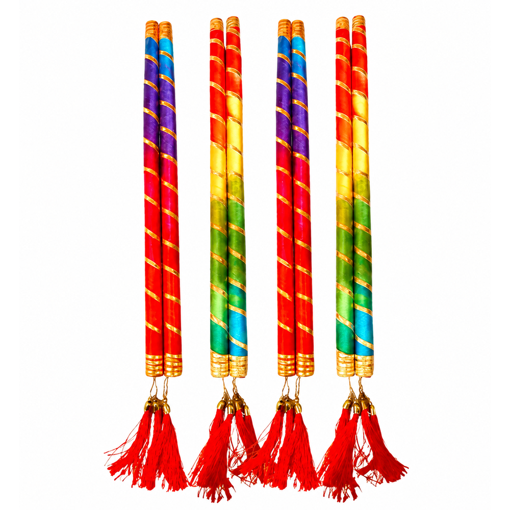 Little Canvas Dandiya Sticks - Rangeela | Navratri Garba & Dandiya Raas Dance Accessories | Festive Celebration - Assorted Colours