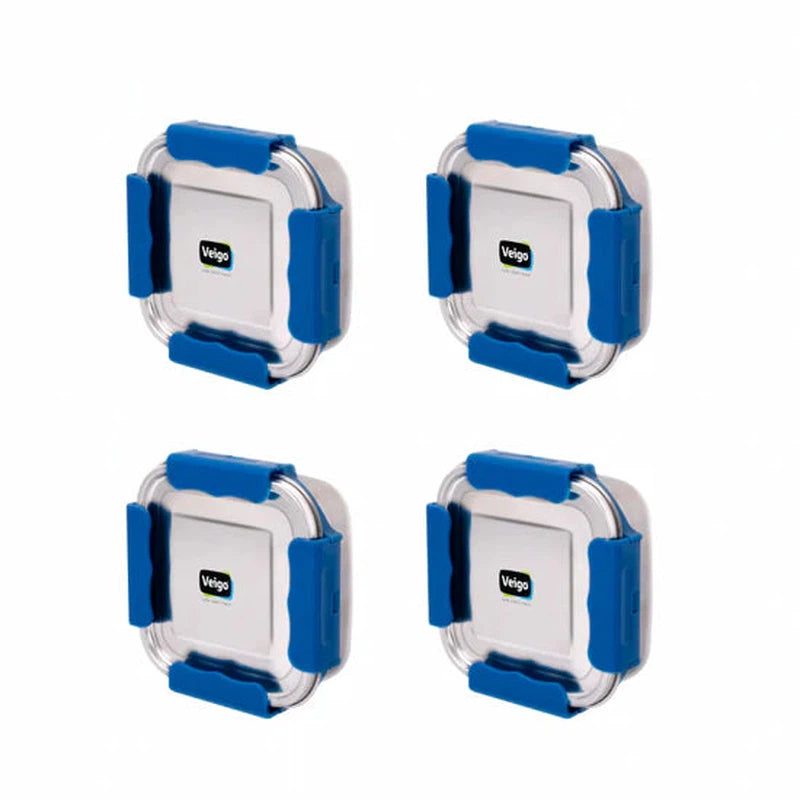 Outdoor Adventure - Set of 4 Maxosteel Airtight & Leakproof Snack Boxes with Reverse Clip Mechanism