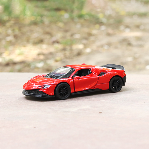 Jukku Resembling Ferrari SF90 Diecast Car - Pullback, Openable Doors & Bonnet | 1:36 Scale (3 Years till Grown Ups)