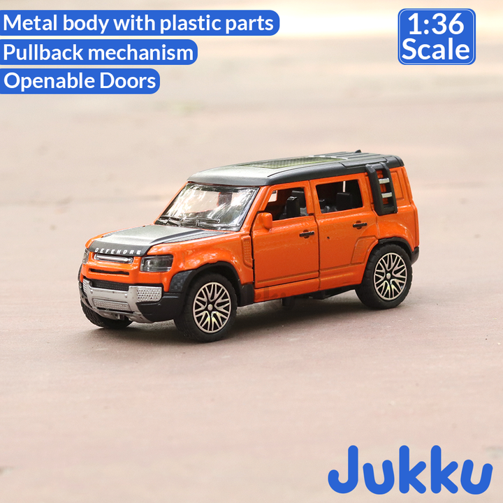 Jukku Resembling Defender Diecast Car - Pullback, Openable Doors & Bonnet | 1:36 Scale (3 Years till Grown Ups)
