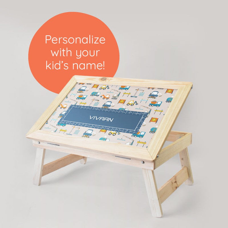 Personalised Wooden Foldable Desk with a Canvas Cotton Handle (COD Not Available)