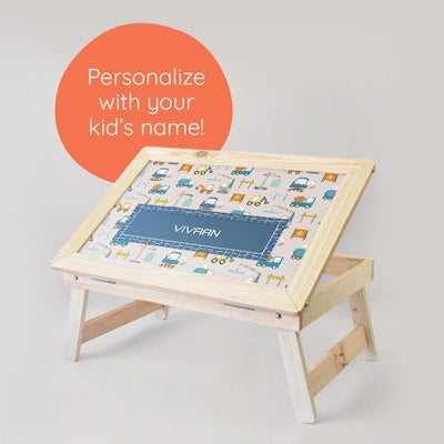 Personalised Wooden Foldable Desk with a Canvas Cotton Handle (COD Not Available)