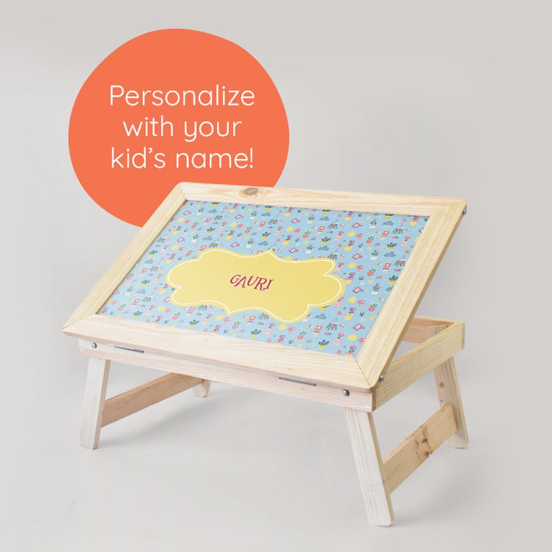 Personalised Wooden Foldable Desk with a Canvas Cotton Handle (COD Not Available)