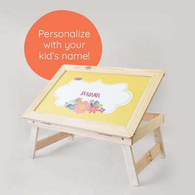 Personalised Wooden Foldable Desk with a Canvas Cotton Handle (COD Not Available)