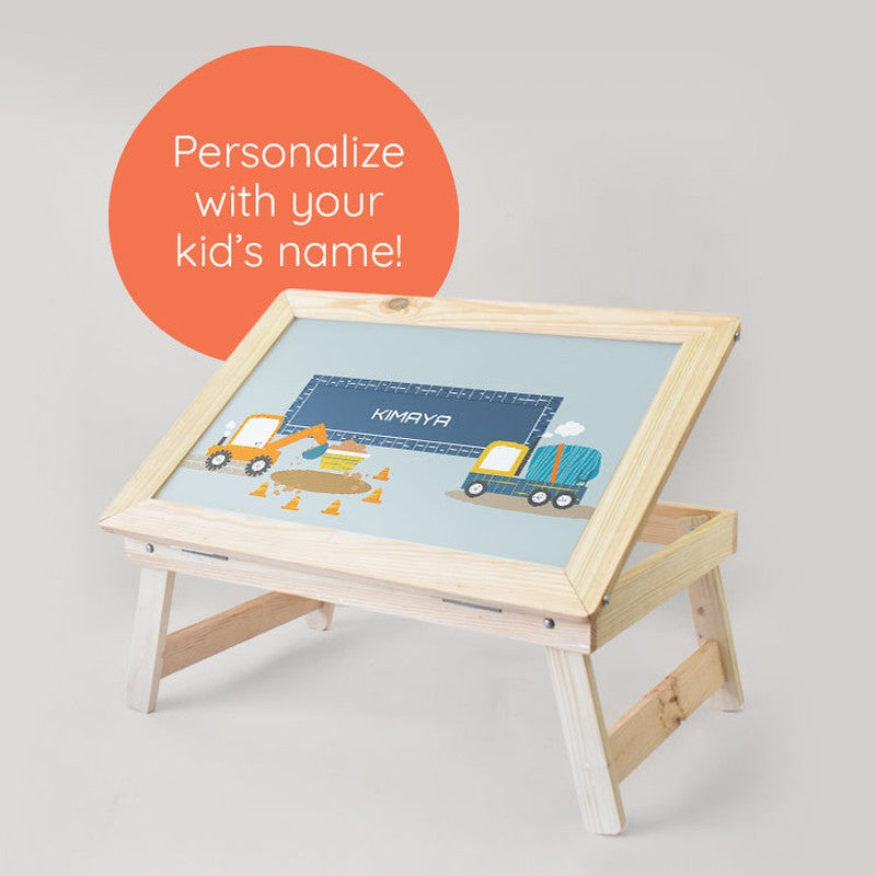 Personalised Wooden Foldable Desk with a Canvas Cotton Handle (COD Not Available)