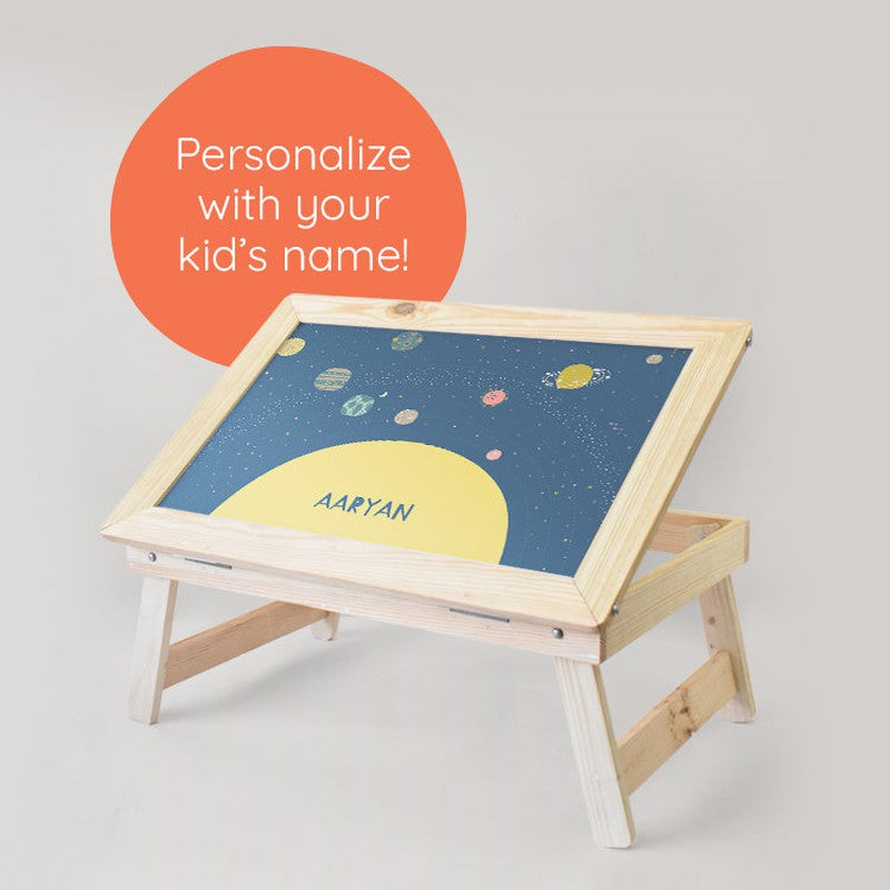 Personalised Wooden Foldable Desk with a Canvas Cotton Handle (COD Not Available)