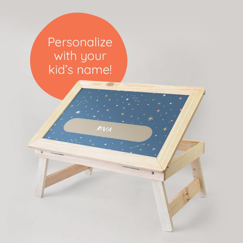 Personalised Wooden Foldable Desk with a Canvas Cotton Handle (COD Not Available)