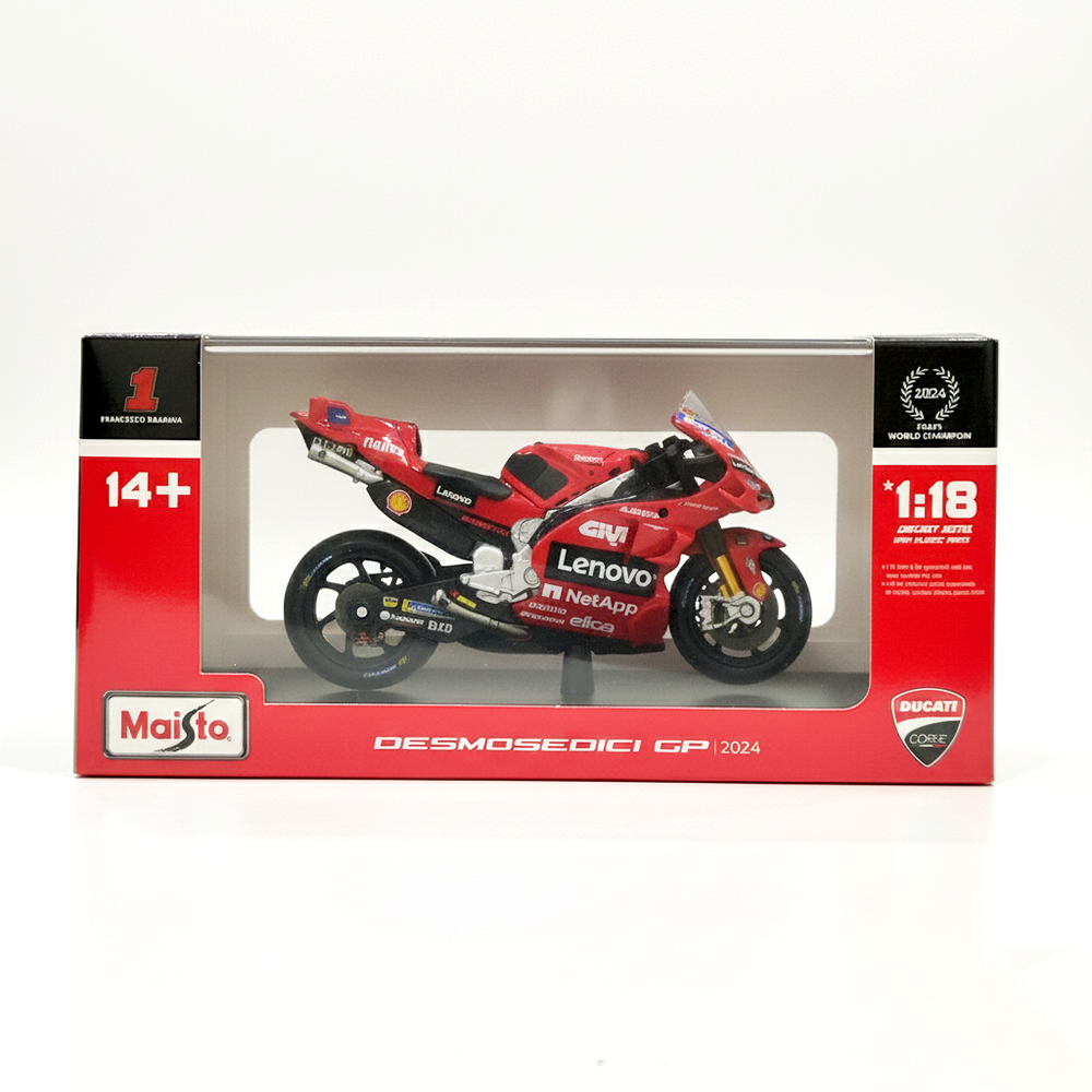 Maisto Original Ducati Lenovo Team 2024 Licensed Diecast Bike | 1:18 Scale (14 Years till Grown Ups)