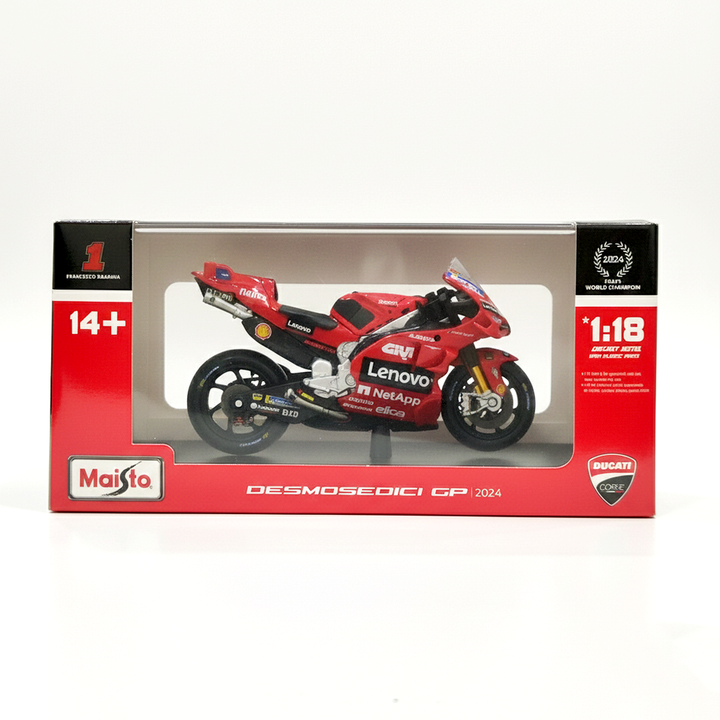Maisto Original Ducati Lenovo Team 2024 Licensed Diecast Bike | 1:18 Scale (14 Years till Grown Ups)