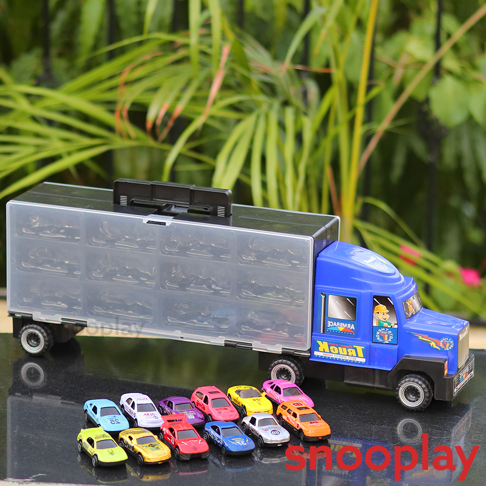 Auto Carrier Transportation Truck with 12 Diecast Cars