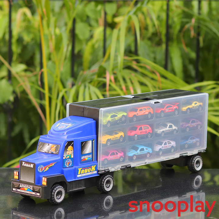 Auto Carrier Transportation Truck with 12 Diecast Cars