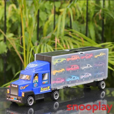 Auto Carrier Transportation Truck with 12 Diecast Cars