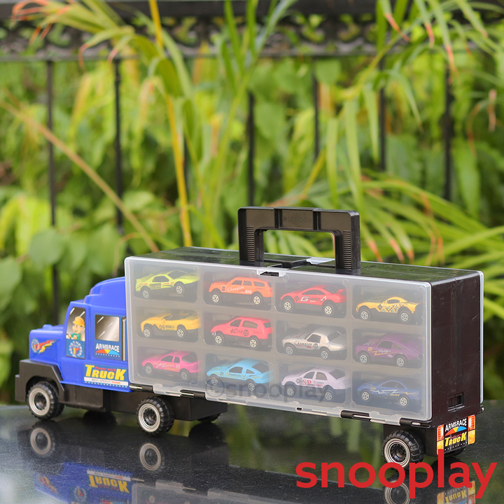 Auto Carrier Transportation Truck with 12 Diecast Cars