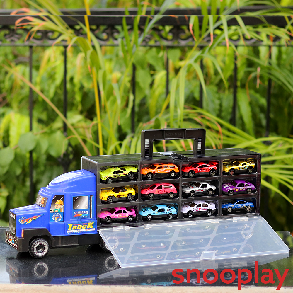 Auto Carrier Transportation Truck with 12 Diecast Cars