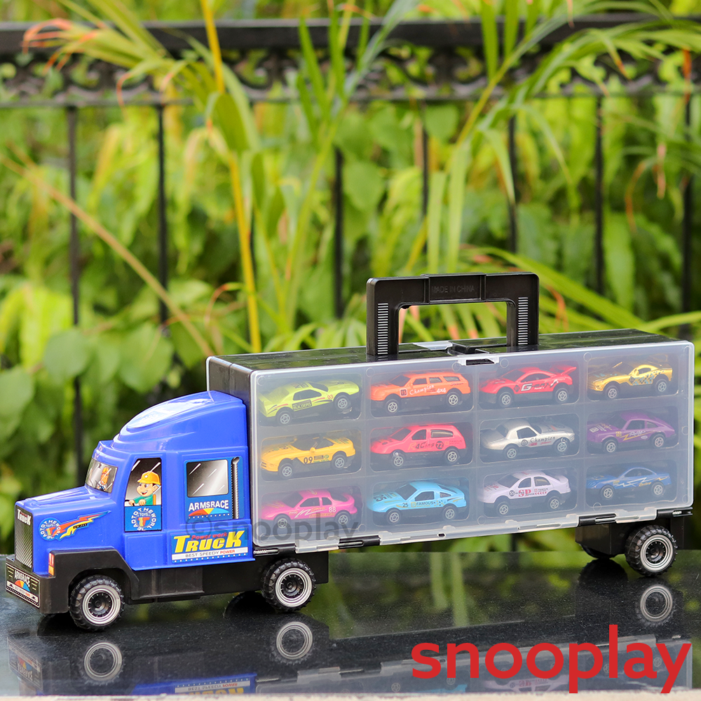 Auto Carrier Transportation Truck with 12 Diecast Cars