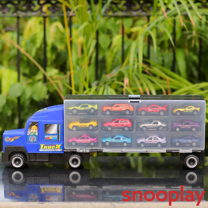 Auto Carrier Transportation Truck with 12 Diecast Cars