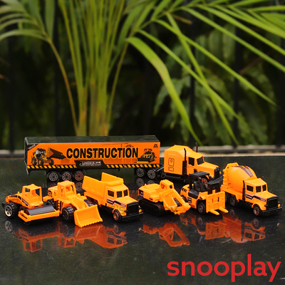 Set of 7 Construction Vehicle Set (Metal & Plastic)