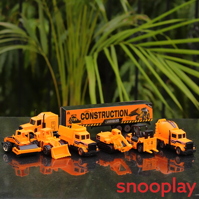 Set of 7 Construction Vehicle Set (Metal & Plastic)