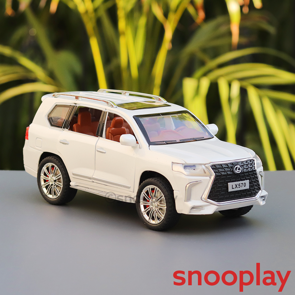 Diecast Metal Car resembling Lexus LX570 with Openable doors and Pull back Feature (Scale 1:24) - Assorted Colours