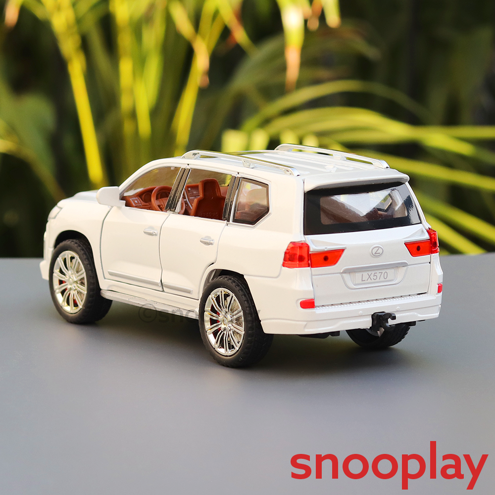 Diecast Metal Car resembling Lexus LX570 with Openable doors and Pull back Feature (Scale 1:24) - Assorted Colours