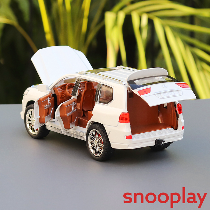 Diecast Metal Car resembling Lexus LX570 with Openable doors and Pull back Feature (Scale 1:24) - Assorted Colours