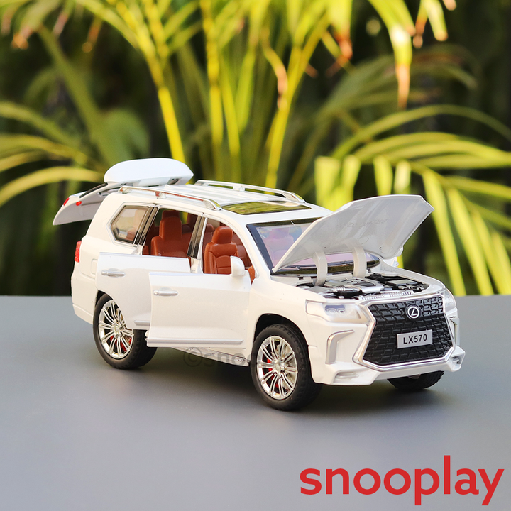 Diecast Metal Car resembling Lexus LX570 with Openable doors and Pull back Feature (Scale 1:24) - Assorted Colours