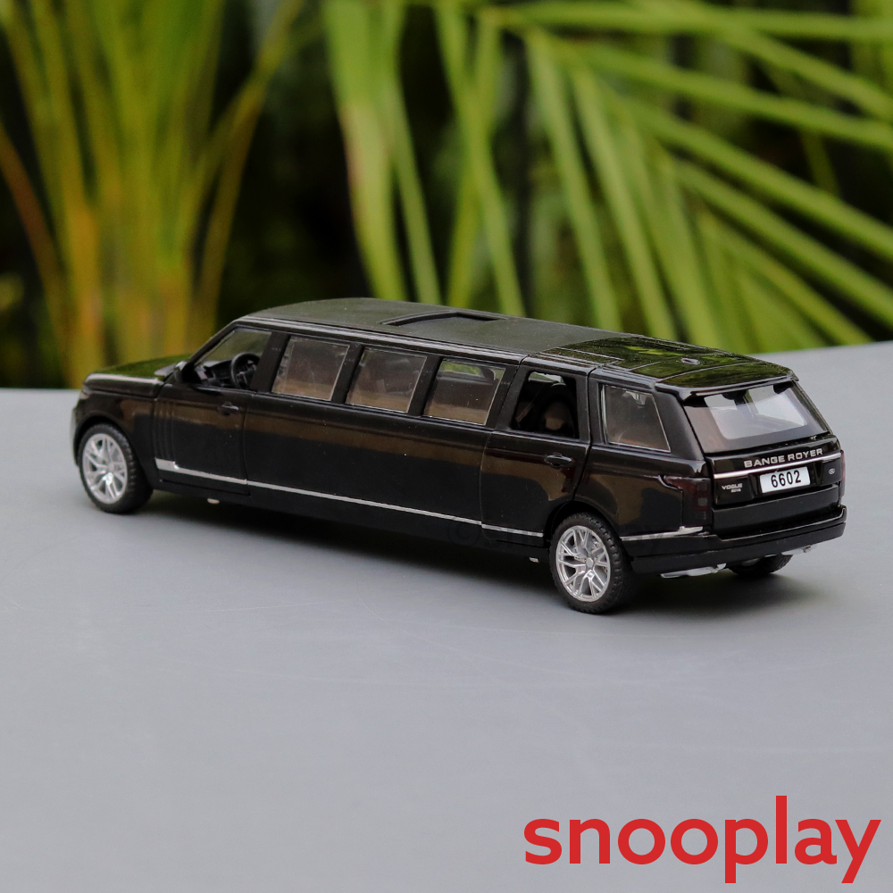 Diecast Metal Car resembling Range Rover Limousine with Openable parts, Lights and Sounds (Scale 1:32) - Assorted Colours