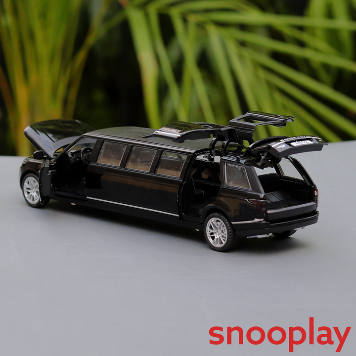 Diecast Metal Car resembling Range Rover Limousine with Openable parts, Lights and Sounds (Scale 1:32) - Assorted Colours