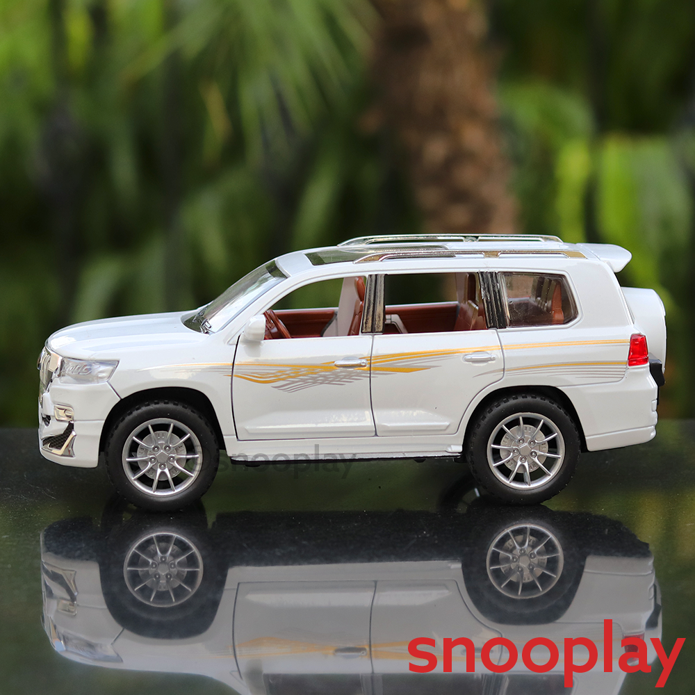 Diecast Pull Back Car Resembling Toyota Prado with Openable Parts, Lights and Sounds (Scale 1:24)