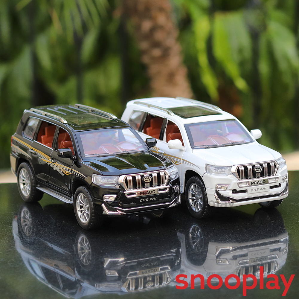 Diecast Pull Back Car Resembling Toyota Prado with Openable Parts, Lights and Sounds (Scale 1:24)