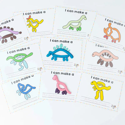 Dinosaur Activity Mats | 10 Unique Dinosaur Name Tracing Flash Cards | Playdough and Clay Creation | 2 to 5 Years