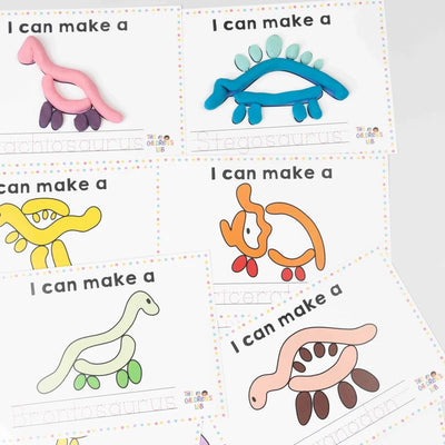 Dinosaur Activity Mats | 10 Unique Dinosaur Name Tracing Flash Cards | Playdough and Clay Creation | 2 to 5 Years