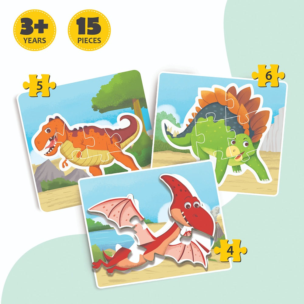 Fun & Educational World of Dinosaurs Jigsaw Puzzle Set (15 Pieces)