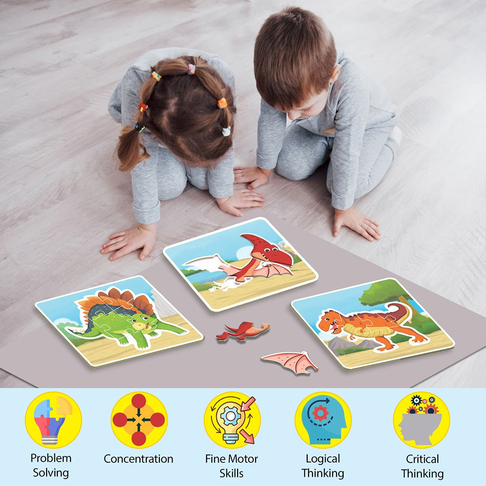 Fun & Educational World of Dinosaurs Jigsaw Puzzle Set (15 Pieces)