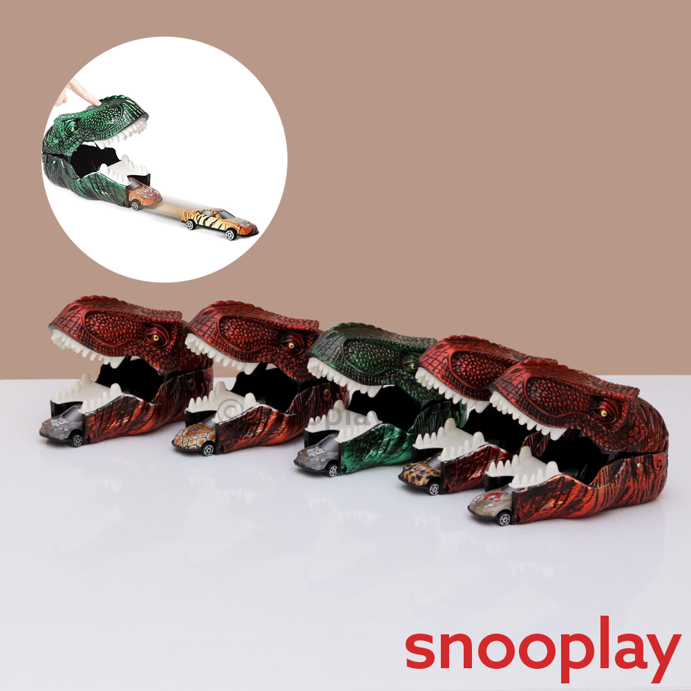 Set of 5 Dinosaur Mouth Car Launcher with 2 Cars (3-6 Years)