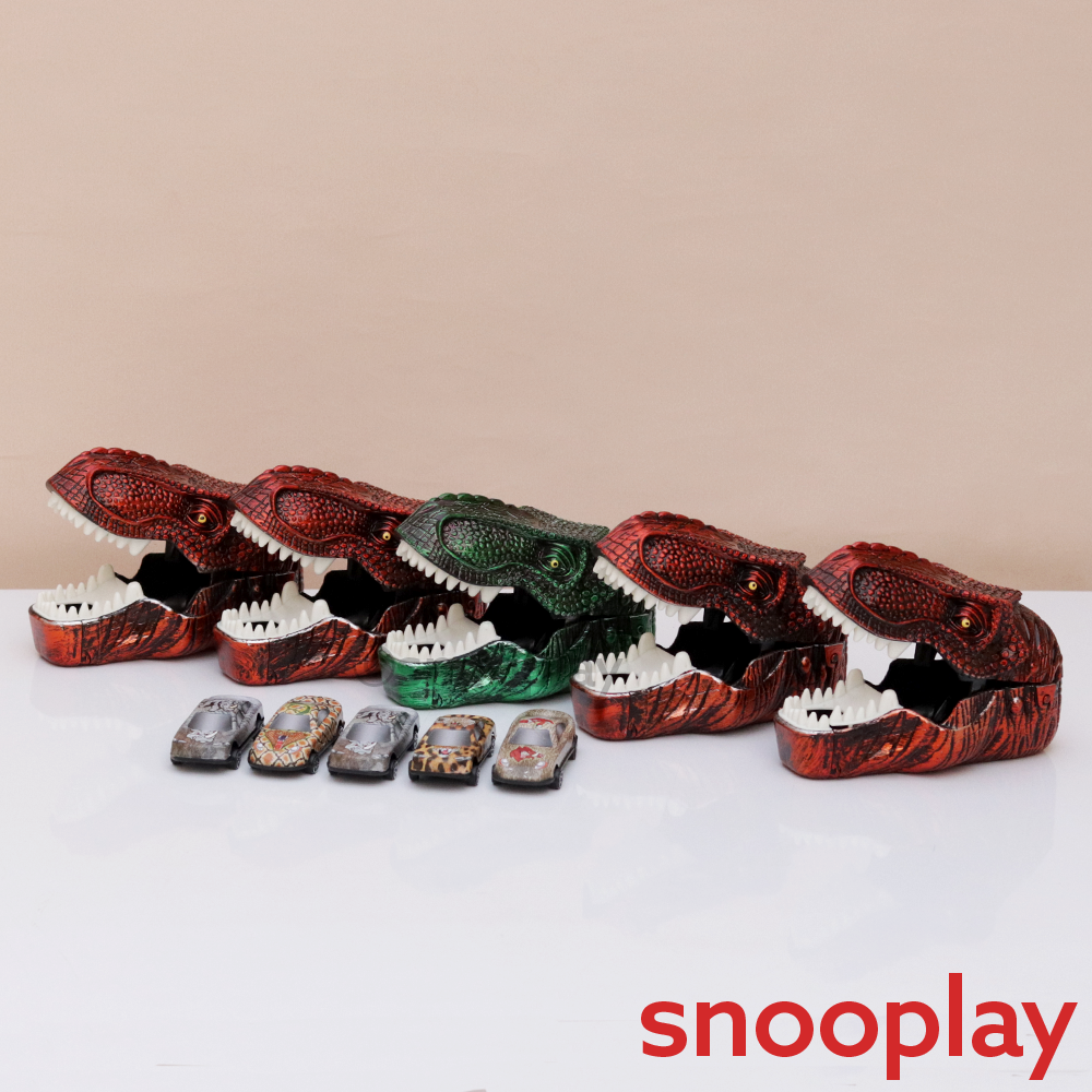 Set of 5 Dinosaur Mouth Car Launcher with 2 Cars (3-6 Years)