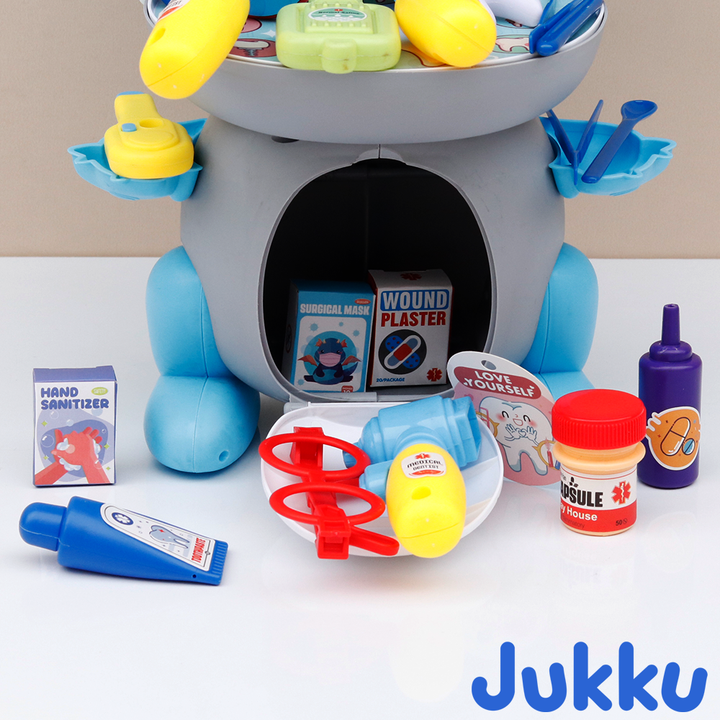 Jukku 32 Pieces Dino Doctor Pretend Playset with Dental Care (3-8 Years)