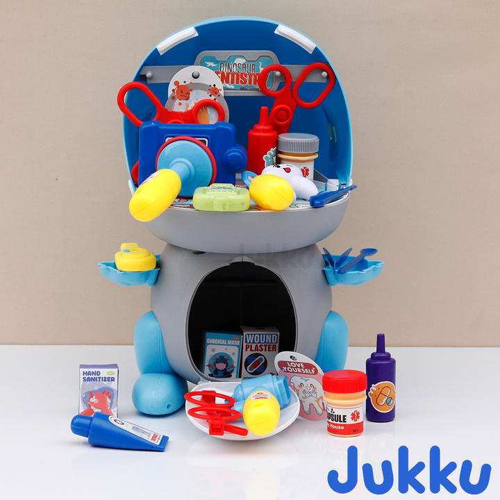 Jukku 32 Pieces Dino Doctor Pretend Playset with Dental Care (3-8 Years)