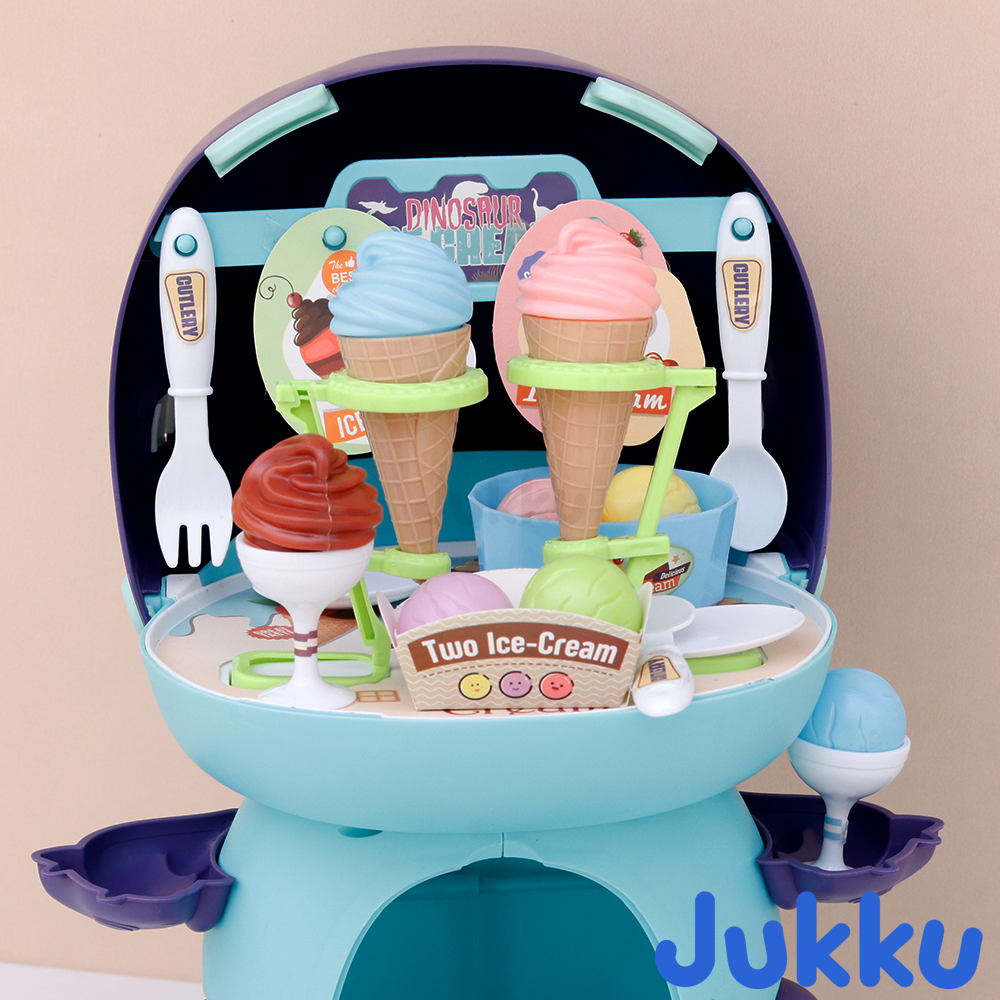 Jukku 44 Pieces Dino Ice-cream Shop Pretend Playset | Serve Sweet Treats (3-8 Years)