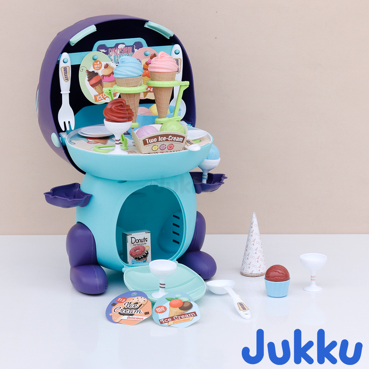 Jukku 44 Pieces Dino Ice-cream Shop Pretend Playset | Serve Sweet Treats (3-8 Years)
