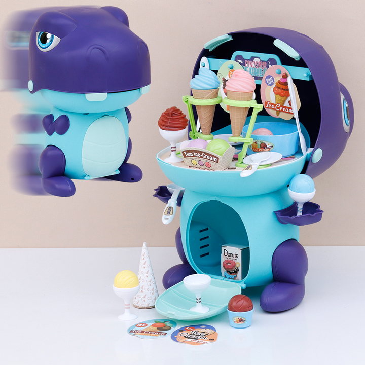 Jukku 44 Pieces Dino Ice-cream Shop Pretend Playset | Serve Sweet Treats (3-8 Years)