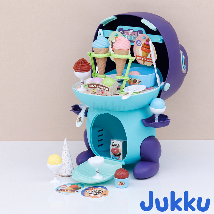 Jukku 44 Pieces Dino Ice-cream Shop Pretend Playset | Serve Sweet Treats (3-8 Years)
