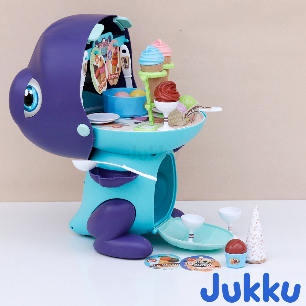 Jukku 44 Pieces Dino Ice-cream Shop Pretend Playset | Serve Sweet Treats (3-8 Years)