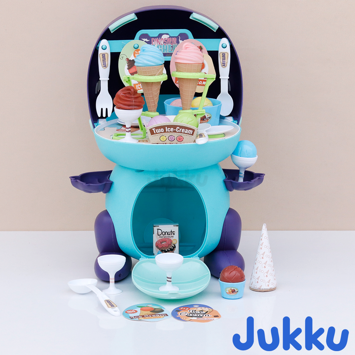 Jukku 44 Pieces Dino Ice-cream Shop Pretend Playset | Serve Sweet Treats (3-8 Years)