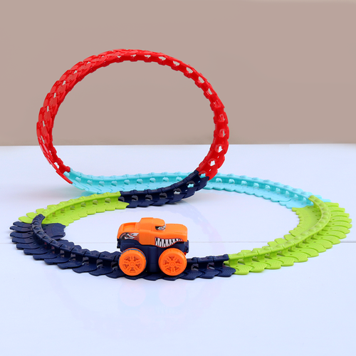 Dinosaur Bendable Track Set with Monster Wheels & LED Light - 102 Pieces (3-8 Years)