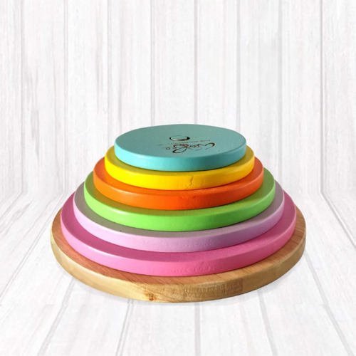Woodbee Toys 6 Pieces Disc Stackers with Base Plate (1-3 Years)