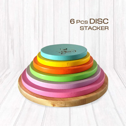Woodbee Toys 6 Pieces Disc Stackers with Base Plate (1-3 Years)