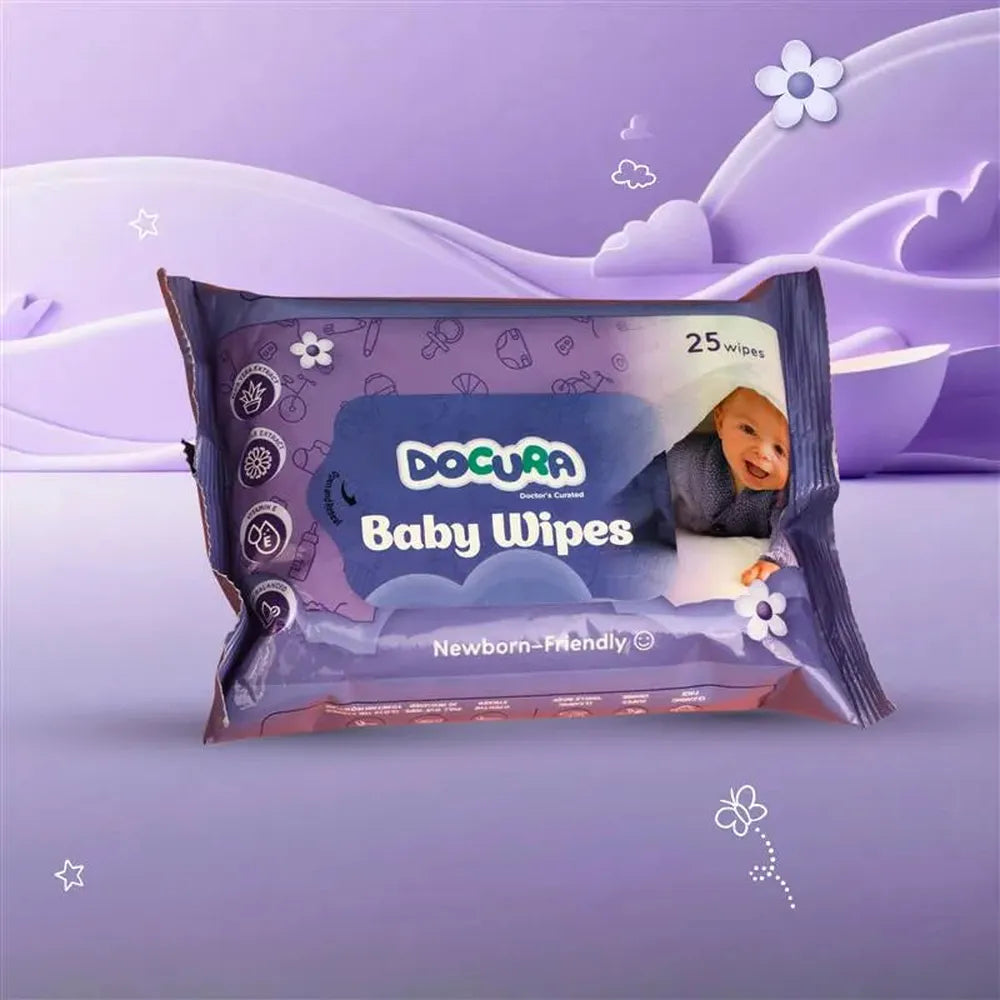 Docura Baby Wipes - 25 Wipes | Newborn-Friendly