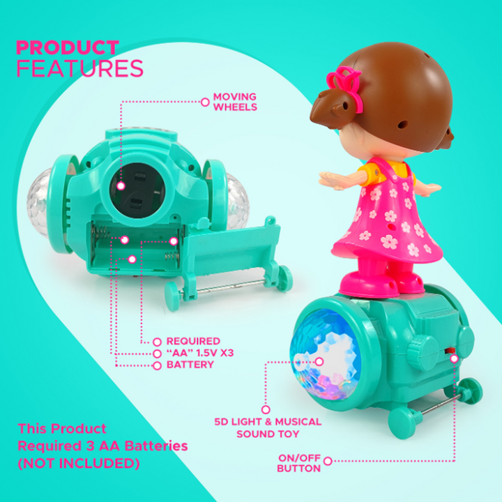 Musical Dancing Doll with 360 Degree | Rotating Spinning 5D Light (Multicolor)