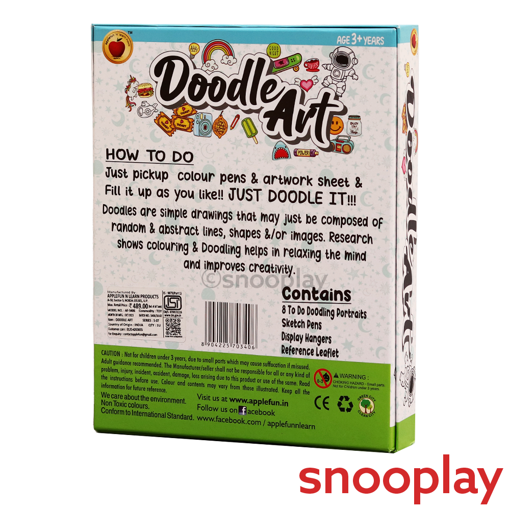 Applefun 'n' Learn Doddle Art Kit: 8 Colorful Doodle Artworks with Display Hangers (5-9 Years)